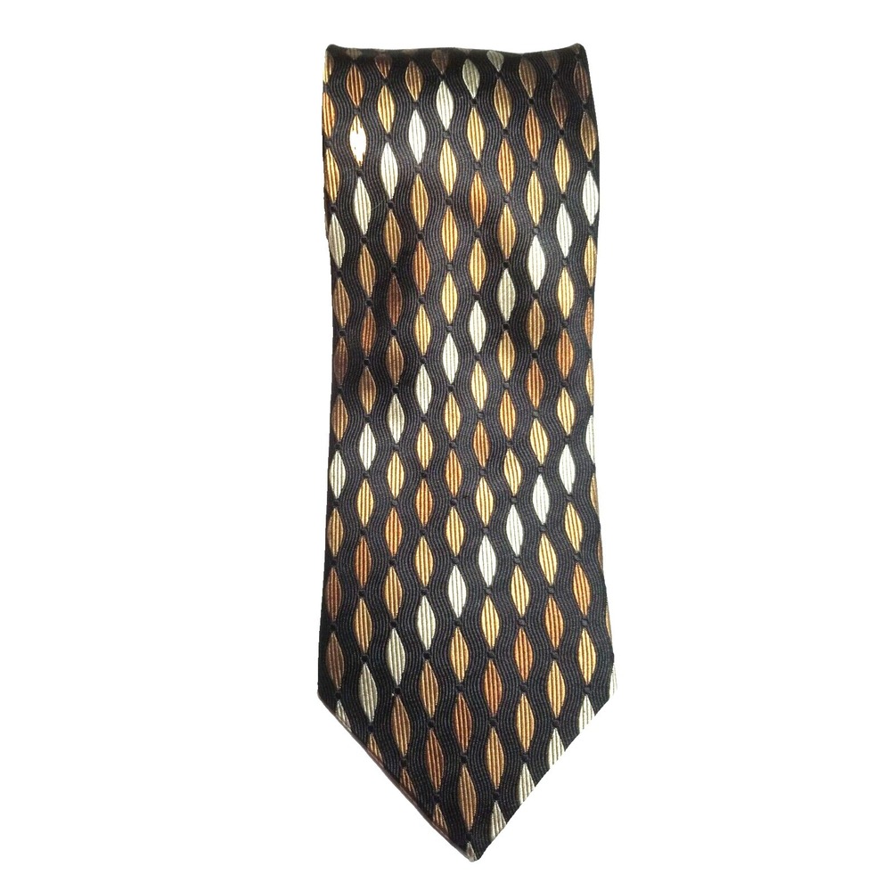 Robert Villini Collection Black Bronze Cream Textured Geometric Pointed‎ Tie